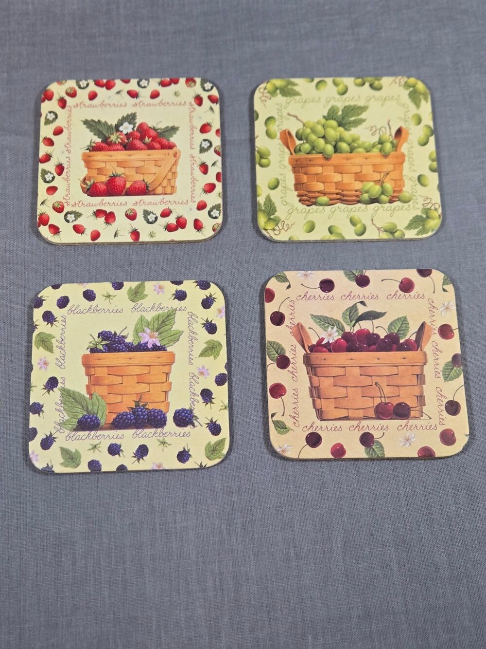 Set of 4 Longaberger Basket Coasters with cork backing *read*